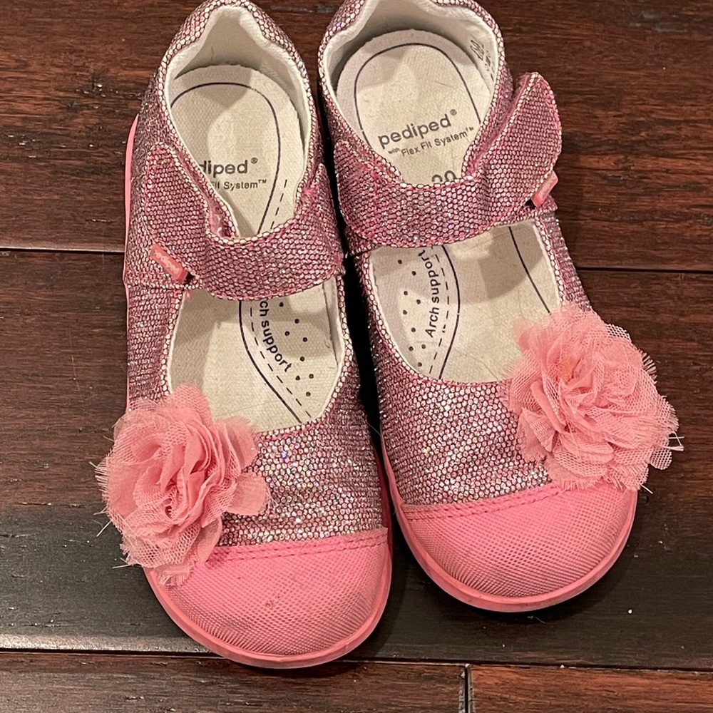 Pediped Sparkly Pink Kids Dress Shoes
